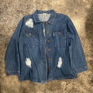 JODIFL Blue Distressed Denim Jacket